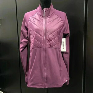 Marika Revive Drywik Finish jacket, zip front, thumb holes,quilted puffer panel